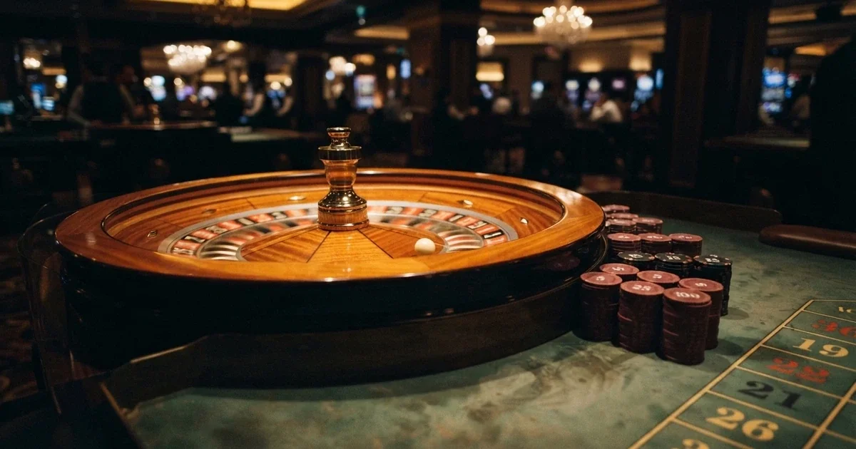Una ruleta de casino online con varias pilas de fichas y el texto «Tiradas gratis sin depósito» sobreimpreso