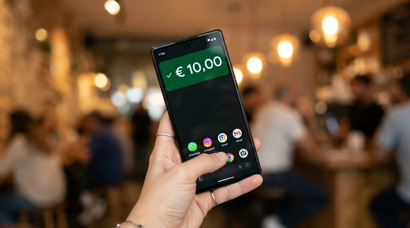 Primer plano de un móvil mostrando una notificación de bono de 10 euros acreditado en la cuenta de un casino español