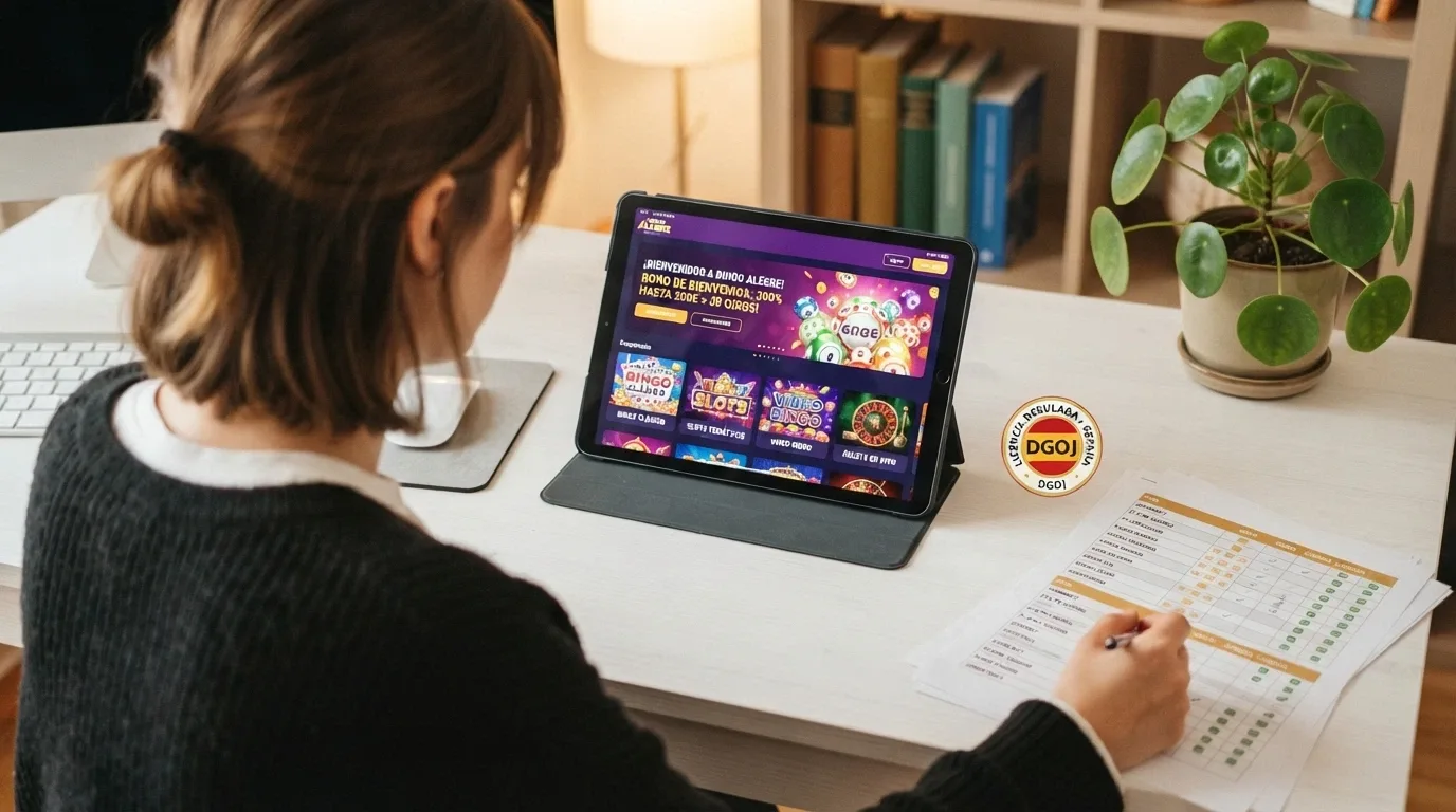 Capturas de las páginas de inicio de varios casinos online con bingo mostrando sus ofertas de bienvenida junto al sello de licencia DGOJ