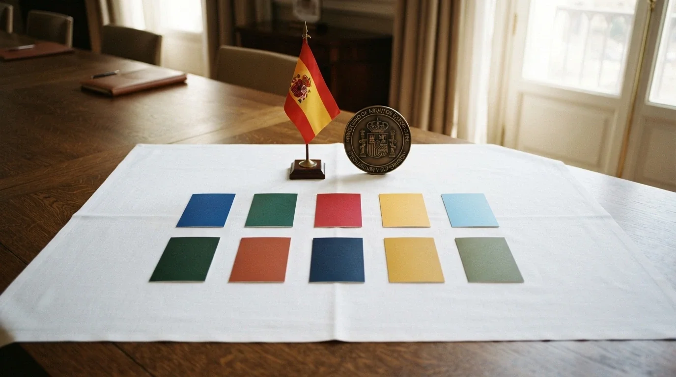 Vista de conjunto de los logotipos de los 10 operadores destacados sobre un fondo limpio con la bandera de España y el distintivo DGOJ