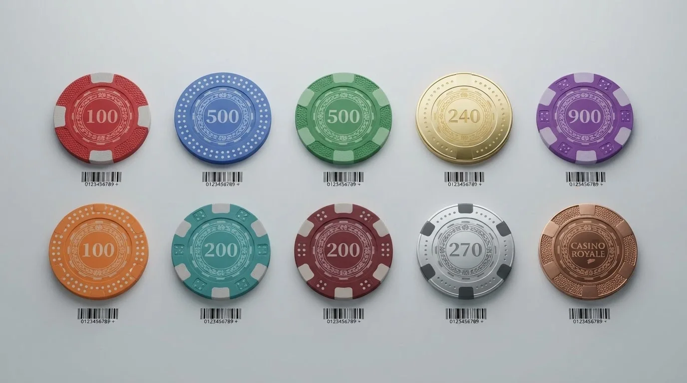 Una cuadrícula con los logotipos de los diez casinos online analizados ordenados, con un código de barras estilizado debajo de cada uno