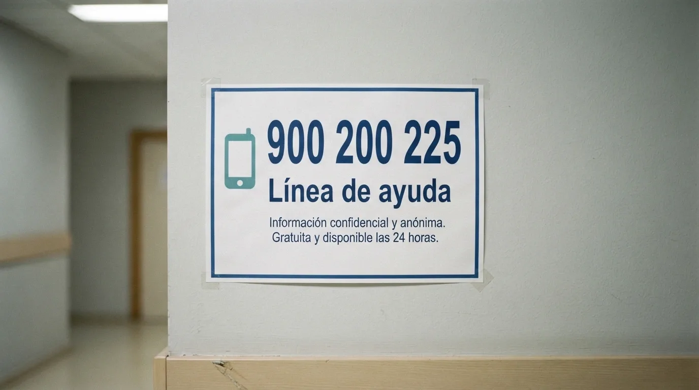 Cartel con el número 900 200 225 y el logotipo de FEJAR junto al mensaje de ayuda anónima y gratuita