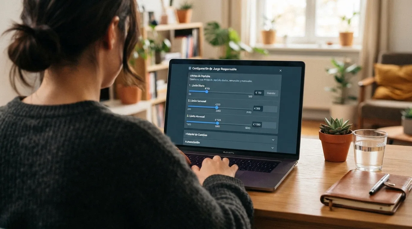 Panel de configuración de límites de depósito en un casino online español con los controles diario, semanal y mensual visibles
