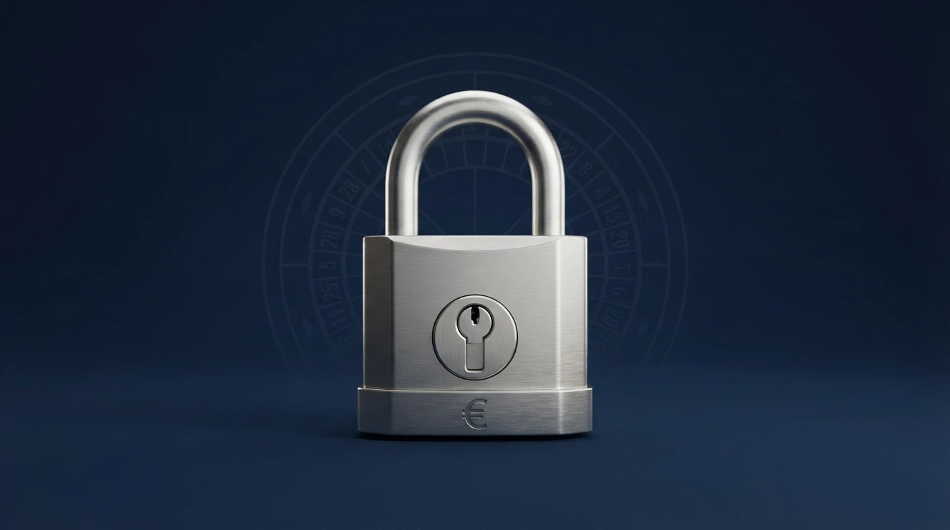 El logotipo de la DGOJ junto a un candado cerrado sobre un fondo de pantalla de casino, con un icono de USDT tachado al lado