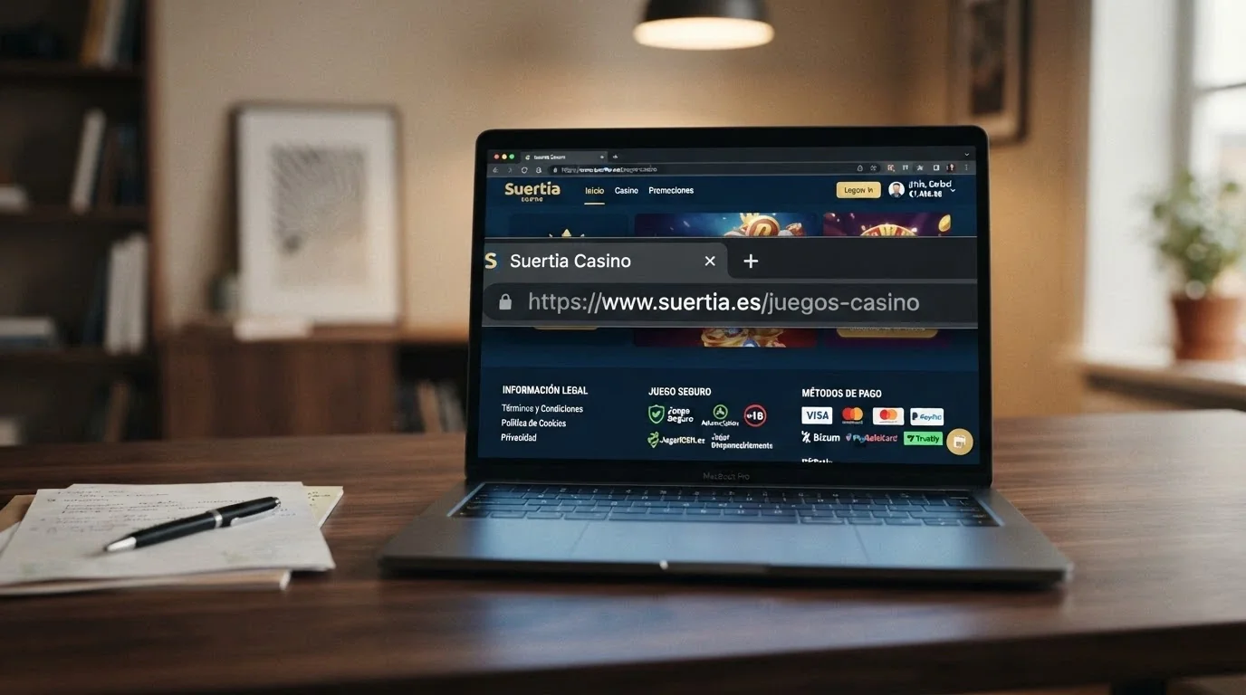 Detalle del pie de página de un casino online español con el logotipo de la DGOJ, el número de licencia y el dominio .es