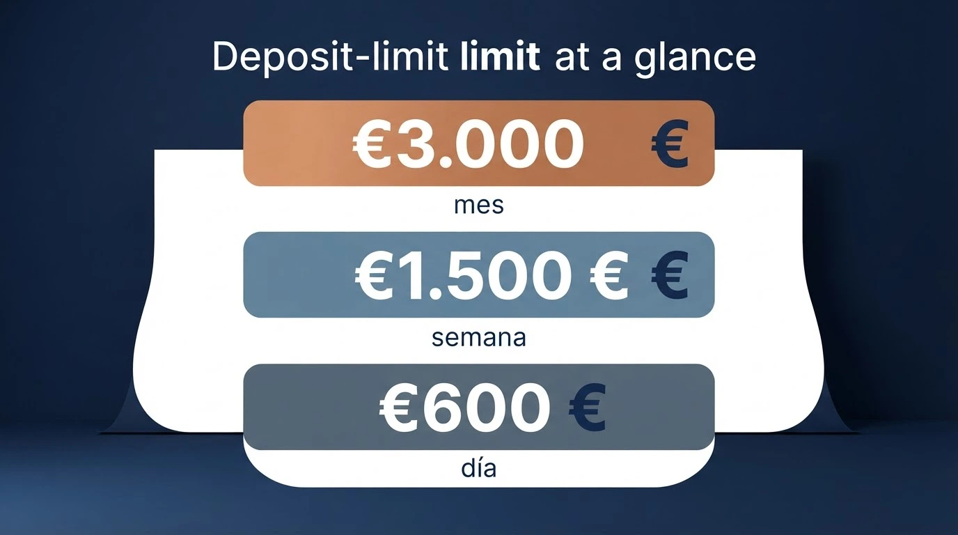 Esquema visual con los tres niveles de límite de depósito que la DGOJ impone a los operadores con licencia