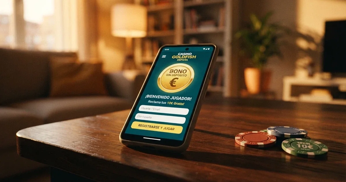 Comparativa de casinos online con bono sin depósito en España sobre una mesa con un móvil mostrando la pantalla de registro