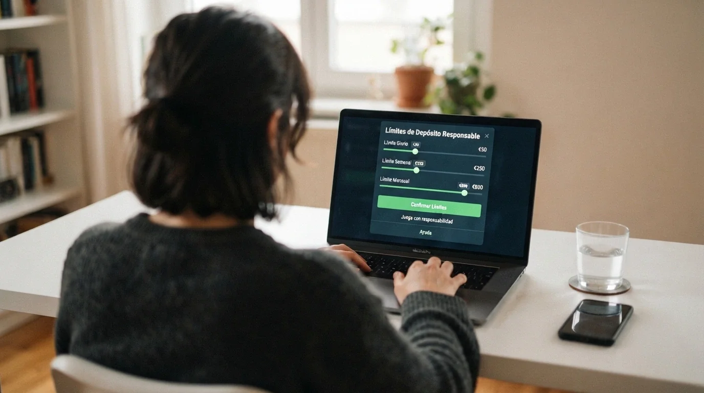 Panel de configuración de límites de depósito diario, semanal y mensual dentro del área de juego responsable de un casino online español