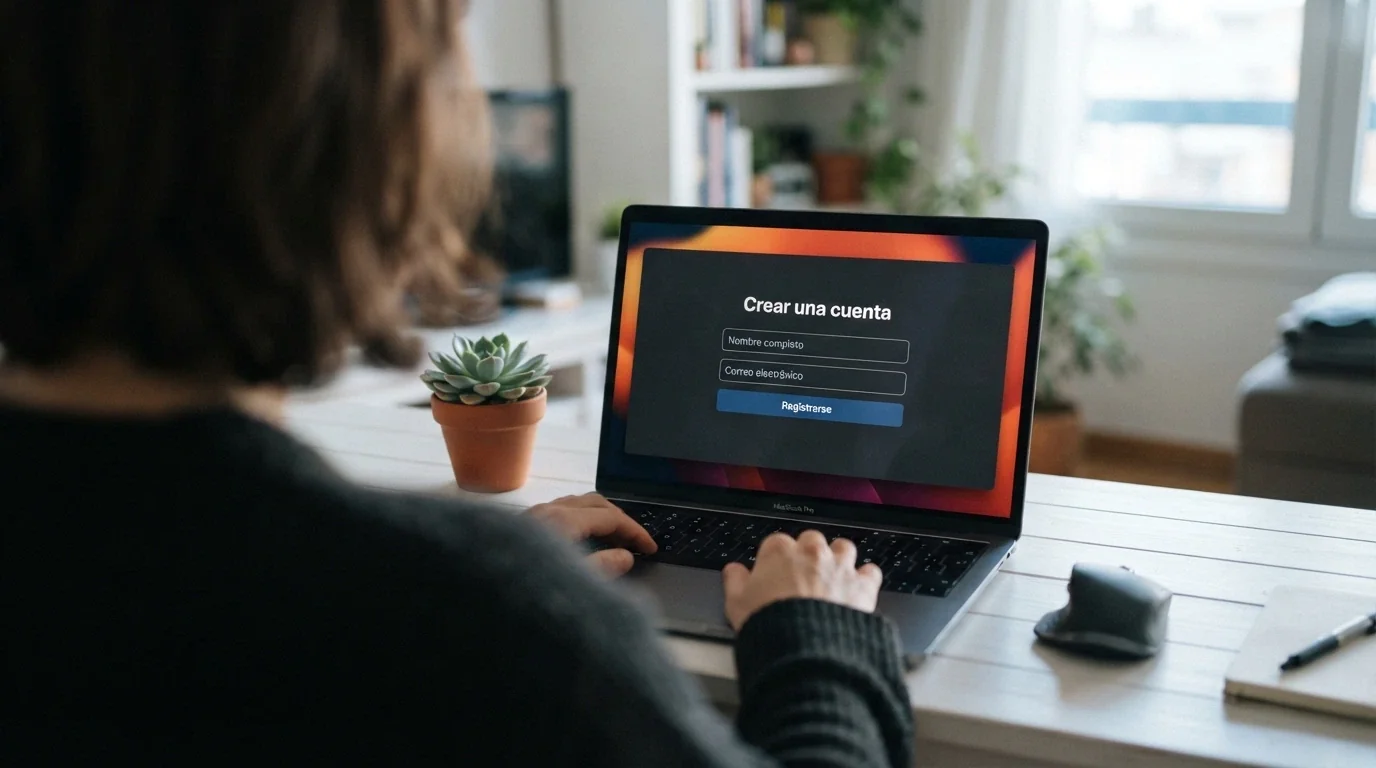 Formulario de registro de un casino cripto con solo email y contraseña, sin solicitar documento de identidad